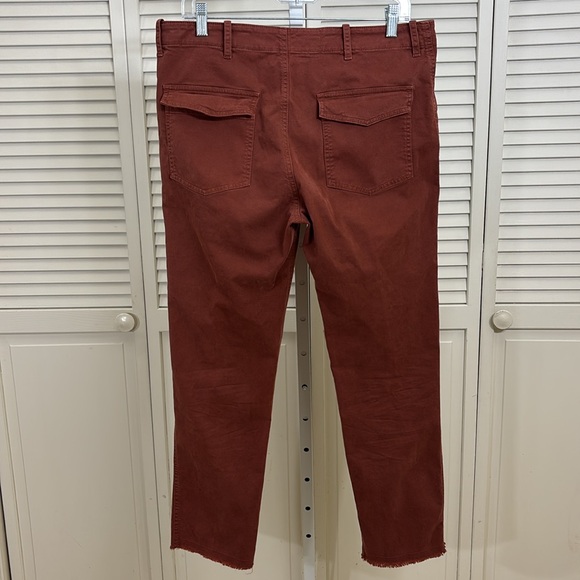 Nili Lotan Jenna Pants Cropped Brick Raw Hem Size 10 - Picture 9 of 14